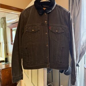 Levi's Black Sherpa Collar Bomber Jacket